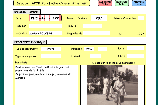 Une fiche d'inventaire FileMaker